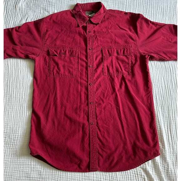 Magellan Sportswear Mens Red Cotton Short Sleeve Button Up Casual Shirt Large - Picture 1 of 6